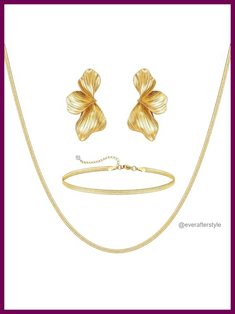 Gold Plated Dangle Earrings Women Floral Statement Jewelry Set